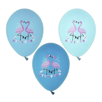 Verjaardag/feest ballonnen   6x   blauw   Flamingo print   Tropisch/Hawaii thema