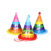 Verjaardag feesthoedje XL   happy birthday   karton   gekleurd   punthoedje