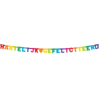 Verjaardag letterslinger   Hartelijk Gefeliciteerd   Gekleurde wenslijn   2.25Meter