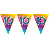 Verjaardag thema 10 jaar   feest vlaggenlijn   5 meter   Feestartikelen/versiering   kunststof