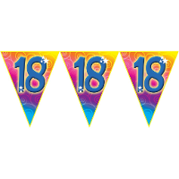 Verjaardag thema 18 jaar geworden feest vlaggenlijn   5 meter   Feestartikelen/versiering