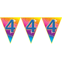 Verjaardag thema 4 jaar geworden feest vlaggenlijn   5 meter   Feestartikelen/versiering