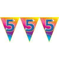 Verjaardag vlaggenlijn   5 jaar   5 meter   leeftijd vlaggetjes   kunststof
