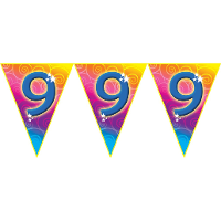 Verjaardag vlaggenlijn   9 jaar   5 meter   leeftijd vlaggetjes   kunststof