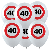 Verjaardagfeest leeftijd ballon   40 jaar   12x stuks   thema leeftijd stopbord