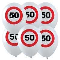 Verjaardagfeest leeftijd ballon   50 jaar   12x stuks   thema leeftijd stopbord   Abraham/Sarah