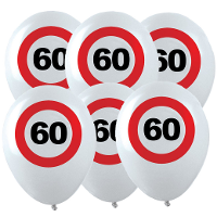 Verjaardagfeest leeftijd ballon   60 jaar   12x stuks   thema leeftijd stopbord