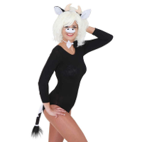 Verkleed accessoire set   Koe   4 delig   zwart   polyester   Carnaval verkleedkleding