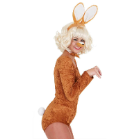 Verkleed accessoire set   Konijn   4 delig   bruin   polyester   Carnaval verkleedkleding
