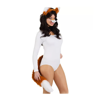 Verkleed accessoire set   Vos   4 delig   bruin   polyester   Carnaval verkleedkleding