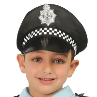 Verkleed accessoires agent/politie pet   zwart   kinderen   Verkleedkleding hoeden   carnaval