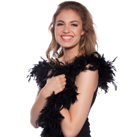 Verkleed boa   zwart   veren   180 cm   50 grams   verenboa   verkleedaccessoires