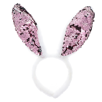 Verkleed diadeem paashaas/bunny oren   pailletten   roze/wit   one size