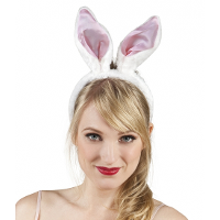 Verkleed Diadeem wit met roze konijnen/hazen oren/oortjes   dames/meiden