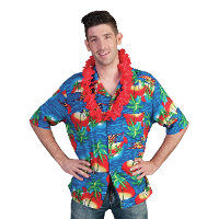 Verkleed feest blouse/overhemd Maui   blauw   Hawaii print   heren   Tropische party