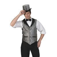 Verkleed gilet   zilver/zwart   heren   Carnaval verkleed accessoire   volwassenen