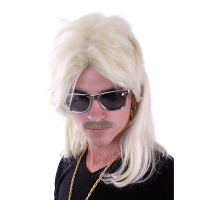 Verkleed   herenpruik met mat   Blond   80s pruik   Feestartikelen   Carnaval