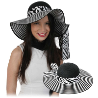 Verkleed hoed   zebraprint   zwart/wit   dames   zonnehoed   strandhoed   dameshoed