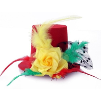 Verkleed   mini   hoge hoed   rood/geel/groen   voor dames   Carnaval/feest thema