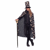 Merkloos Verkleed set cape met hoge hoed   Halloween doodskoppen   voor volwassenen