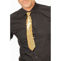 Verkleed stropdas glitter pailletten   goud   32 cm   verkleedaccessoire dames/heren