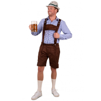 Verkleed Tiroler overhemd   blauw met wit geblokt   heren   Oktoberfest/Carnaval