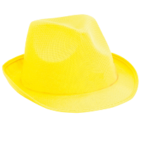 Verkleed trilby hoedje   geel   polyester   volwassenen   Carnaval feest hoed