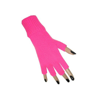 Vingerloze verkleed handschoenen   fluor roze   volwassenen   Carnaval