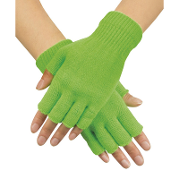 Vingerloze verkleed handschoenen voor volwassenen   fluor groen   Unisex   Gebreid