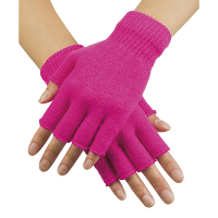 Vingerloze verkleed handschoenen voor volwassenen   Neon roze   Unisex   Gebreid