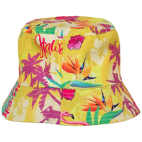 Vissershoedje / zonnehoedje Hawaii thema   voor volwassenen   geel   Tropisch