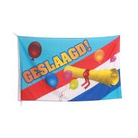 Vlag geslaagd thema met diploma   polyester   150 x 90 cm   versiering