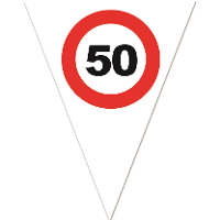 Vlaggenlijn 50 jaar   stopbord opdruk   5 meter   Plastic   50e verjaardag   Sarah/Abraham
