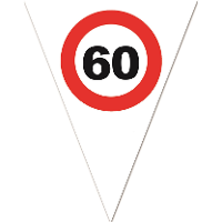 Vlaggenlijn 60 jaar   stopbord opdruk   plastic   5 meter   Leeftijd verjaardag versiering