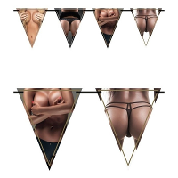 Vlaggenlijn borsten en billen   6 meter   plastic   vrijgezellenfeest versiering