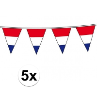 Vlaggenlijn Holland   5x   Nederlandse vlag   rood wit blauw   10 meter