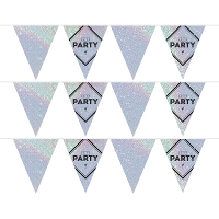 Vlaggenlijn Lets party feest slinger holografisch   3x   10 meter   Disco/glitter party decoratie