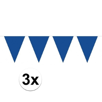 Vlaggenlijn met Feestvlaggetjes in XL formaat   3x   blauw   10 meter   plastic   versiering