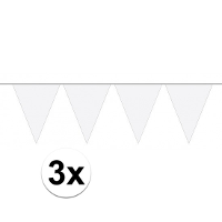 Vlaggenlijn met Feestvlaggetjes in XL formaat   3x   wit   10 meter   plastic   versiering