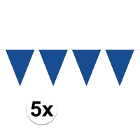 Merkloos Vlaggenlijn met Feestvlaggetjes in XL formaat   5x   blauw   10 meter   plastic   versiering