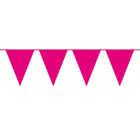 Vlaggenlijn met Feestvlaggetjes in XL formaat   fuchsia roze   10 meter   plastic   versiering