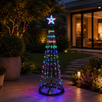 Vlaggenmast verlichting   H150 cm   154 led lampjes   RGB   met ster   kerstboom