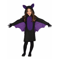 Vleermuis dieren/halloween verkleedkostuum   voor kinderen   zwart/paars   met vleugels