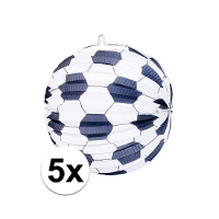 Voetbal bol lampion   5x stuks   24 cm   papier   voetbal thema   brandvertragend   EK / WK versieri
