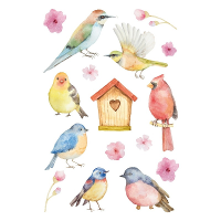 Vogel en bloemen hobby stickers   48x stuks   kinderstickers   stickervellen   knutselspullen
