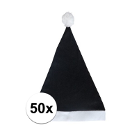 Voordelige kerstmuts   50x   zwart   voor volwassenen   polyester   59 cm   kerstaccessoires