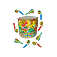 Voordelige roltongen toeters   box 100x stuks   Kinder verjaardag blaas toetertjes   Feestartikelen