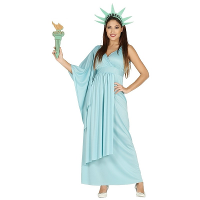 Vrijheidsbeeld verkleedjurk voor dames   verkleed kostuum   lichtblauw   USA/Amerika