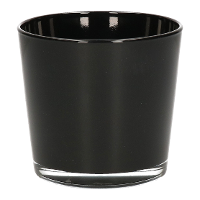 Waxinelichthouder   zwart   10 x 9 cm   glas   waxinelichtjes/theelichtjes kaarsenhouders