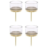 Waxinelichthouders   4x   goud   9 x 4 cm   glas   kerststukje instekers voor kaarsjes